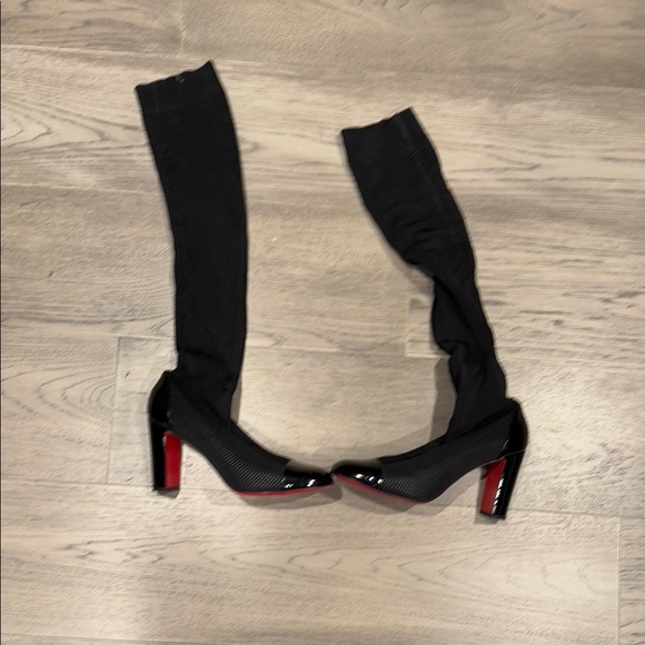 Black and Red Women's Knee-High Boots - Picture 1 of 6